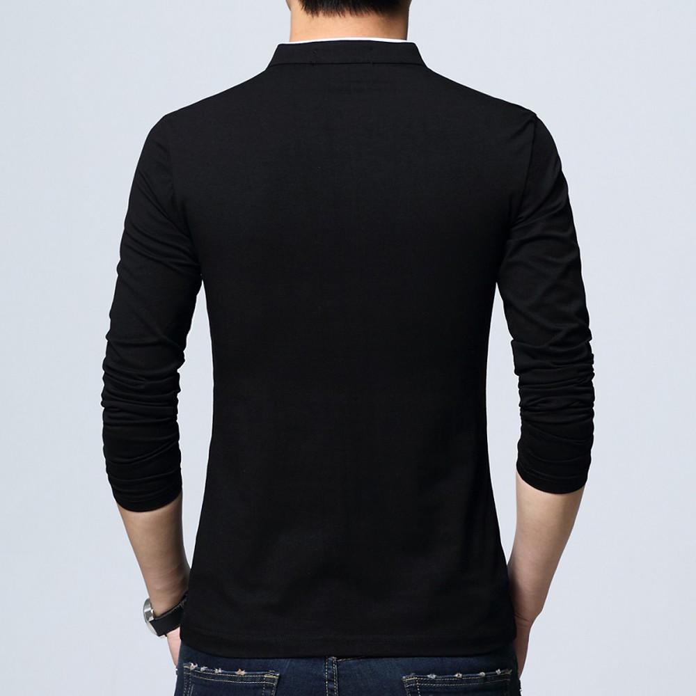 Men's New Fashion Standing Collar Men's Long Sleeve T-shirt  Blouse Top