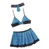 European and American explosive sexy fun set plaid uniform temptation underwear set three-piece set