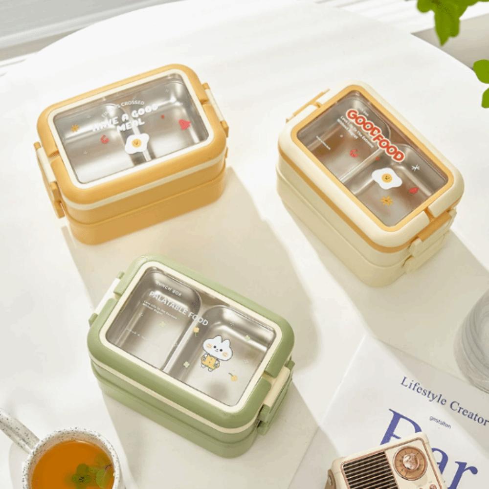 2 Layer Lunch Storage Container Stainless Steel Food Container Thermal Lunch Box For Office