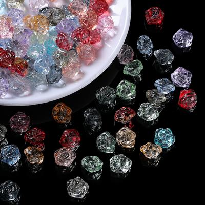 10 Stück bunte Rosenblütenförmige Perlen Glas-Abstandshalter Lose Perlen für DIY Schmuck Handyketten Halsketten Ohrringe Herstellung Zubehör