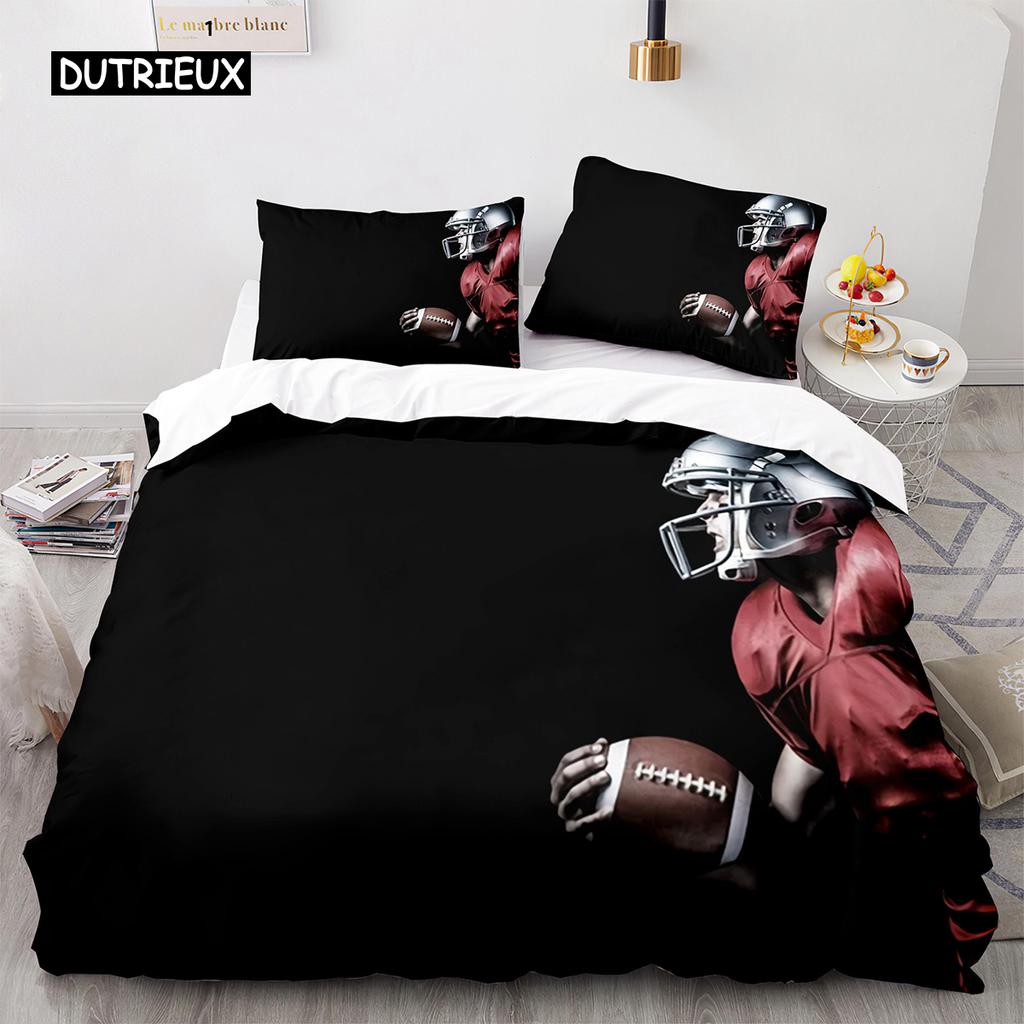 Football Duvet Cover for Boys Girls Burning Football Comforter Cover Microfiber Sports Games Theme Soft King Size Quilt Cover