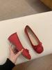 French Retro Soft-soled Single Shoes Silver Women's Shoes Autumn Ladyshoes Evening Bow Red Flats Ballet Shoes
