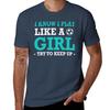 I Know I Play Like A Girl Try To Keep Up Tshirt Basic Crew Neck Short Sleeve Top