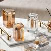 1PC Luxury Crystal Glass Toothpick Box Barrel Home Dining Table Hotel Cotton Swab Dental Floss Storage Box Jar Clear Glass Container