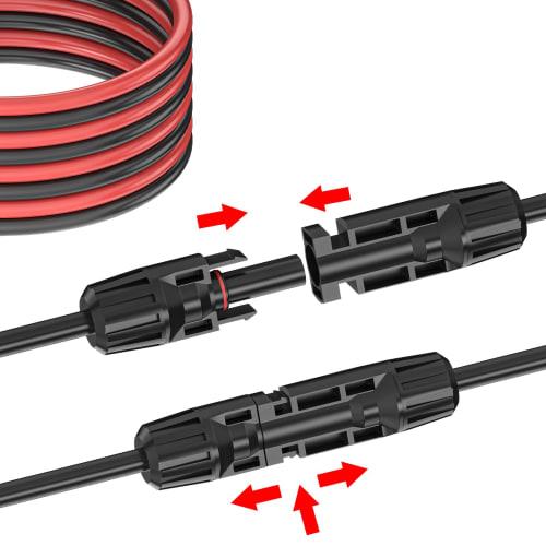 Cleqee 12AWG 3m kabel solárního konektoru Solární prodlužovací kabel pro připojení solárního panelu Paralelní propojovací kabel solárního panelu Kabel solárního panelu Solar C