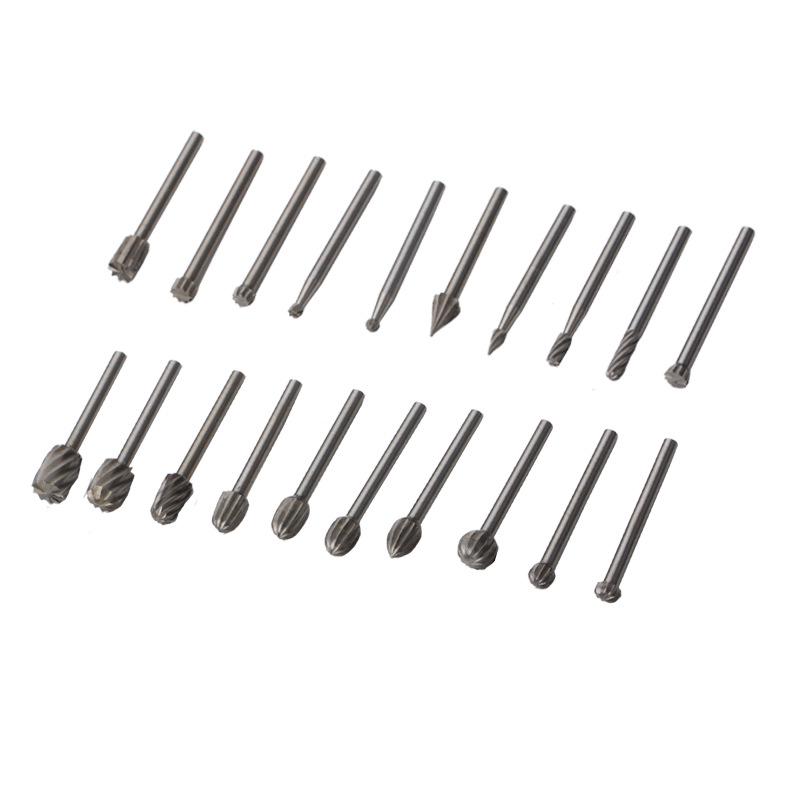20-Piece 3mm High-Speed Steel Rotary Grinder Set for Woodworking & DIY Carving