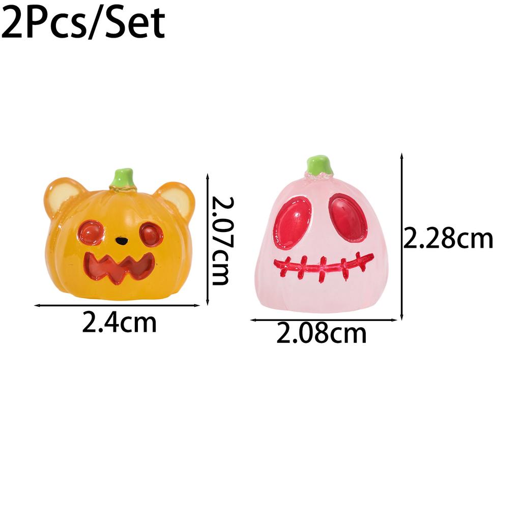 8PCS Spooky Halloween Luminous Pumpkin Ghost Mini Glow In The Dark Resin Craft Statues Vivid Color Home Party Display Kids