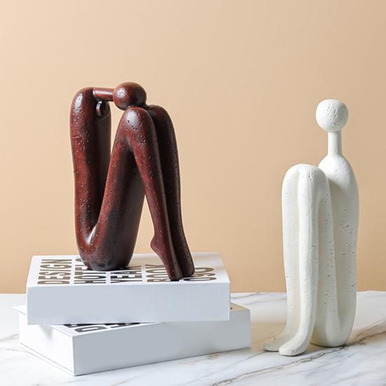 Abstrakte Strichmännchen-Figur Moderne minimalistische sitzende Mann-Harz-Statue Skulptur Haus Büro Schreibtischdekoration