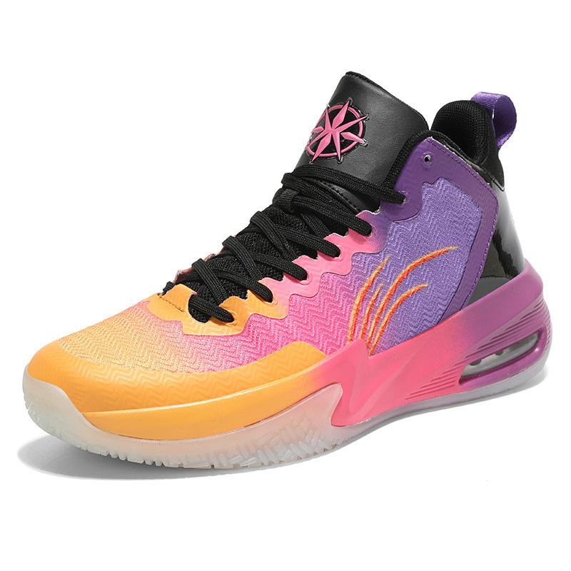 

F32 men s and women s basketball shoes spring and autumn middle help leather surface air cushion couple large size combat boots wear-resistant and 41