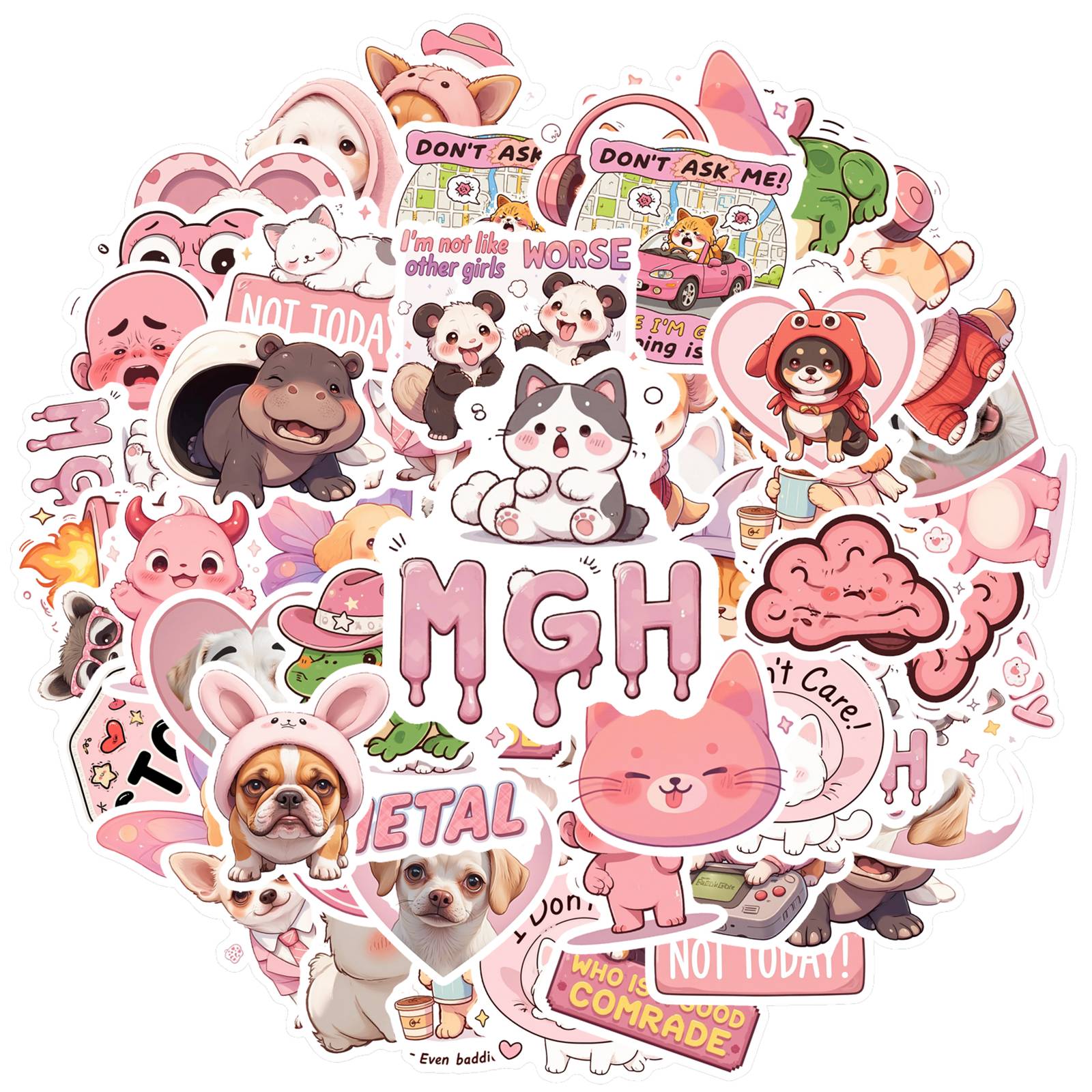 35pcs-50pcs Cute Animal Stickers Playful Cute Stationery Stickers Stickers For DIY Phone Guitar Laptop Notebook Suitcase