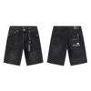 Purple Jeans Streetwear Loose Fit Denim Shorts Men Women Mid-Rise Straight Cut With Embroidery Stone Wash