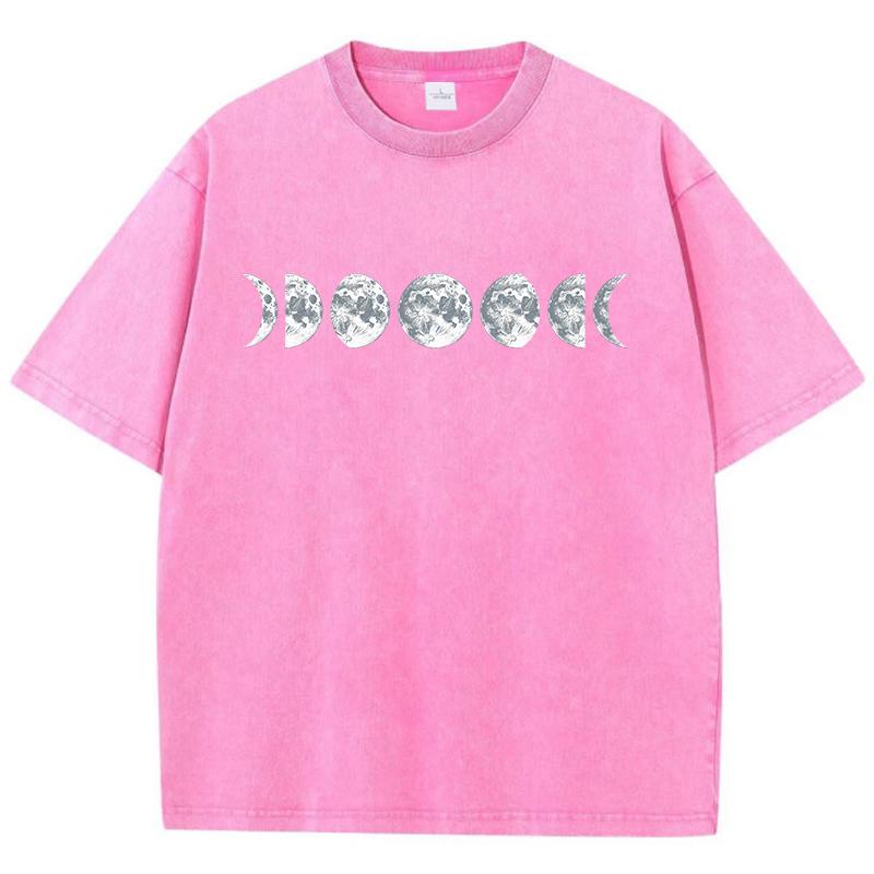 Moon Pattern Art Design Tee Clothing Men'S Versatile Youth Tshirt Aesthetic Personality T Shirts Chic Short Sleeved
