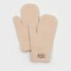 RECLOW FLUFFY LOGO MITTEN GLOVE BEIGE