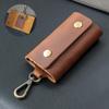 Retro Crazy Horse Leather Key Holder & Coin Purse - Men's Multi-functional Waist-Hanging Cowhide Keychain
