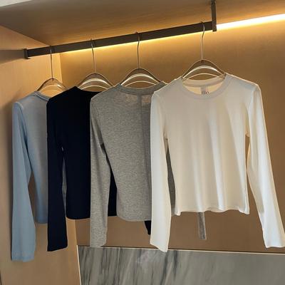 2026 Korean Chic Quick-Dry Ribbed Long-Sleeve Round Neck T-Shirt