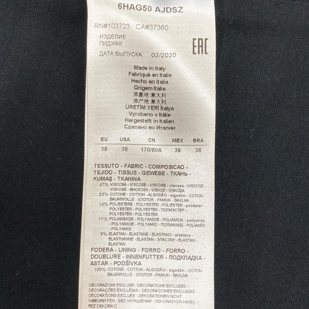 GIORGIO ARMANI 6HAG50AJDSZ 2020 Black Velvet All-over Print Jacket Jacket 38 blackUsed