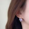 Gorgeous Purple Cubic Zirconia Stud Earrings For Women Newly Designed Bridal Wedding Accessories Aesthetic Jewelry