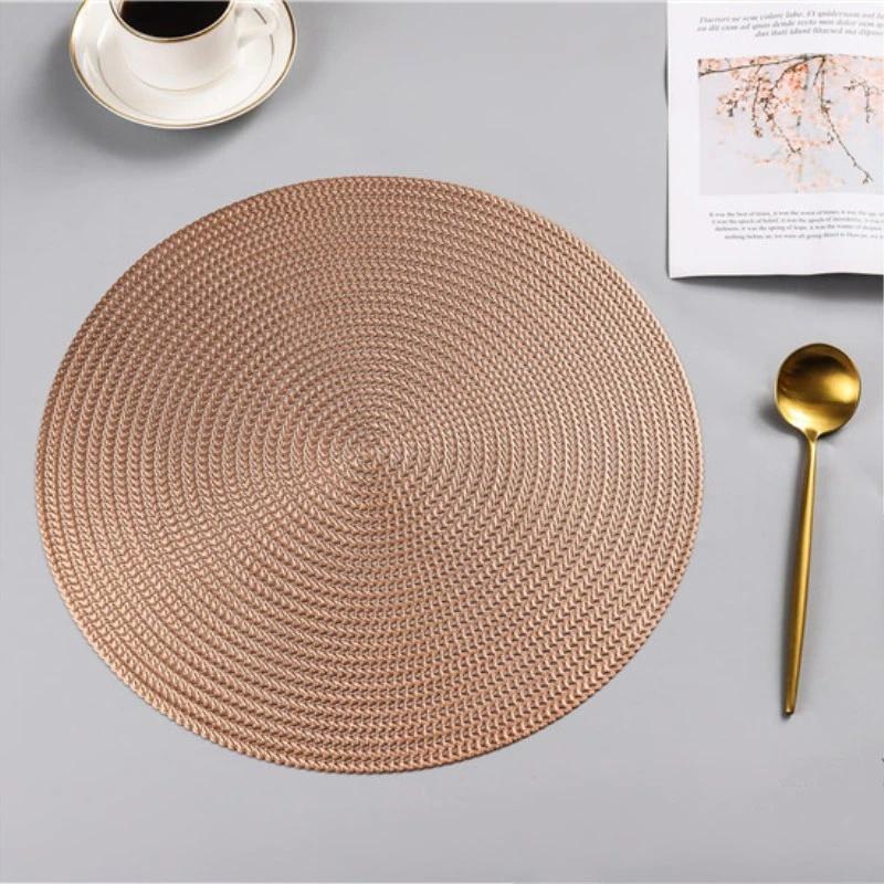 2pcs  38CM Round Placemat Kitchen Dining Table Mats Steak Pad Anti-scalding Insulation Pads Restaurant Home Decor