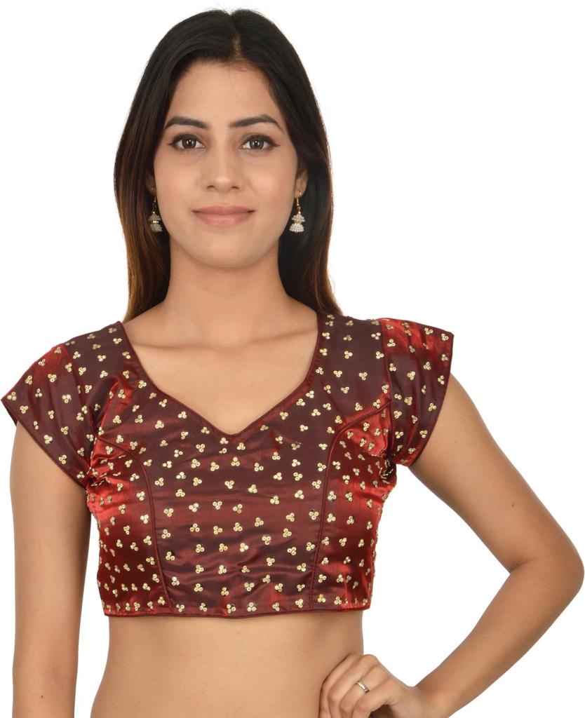 Women's V Neck Desigenr Choli Indian Bollywood Wedding Wear Stitched Blouse