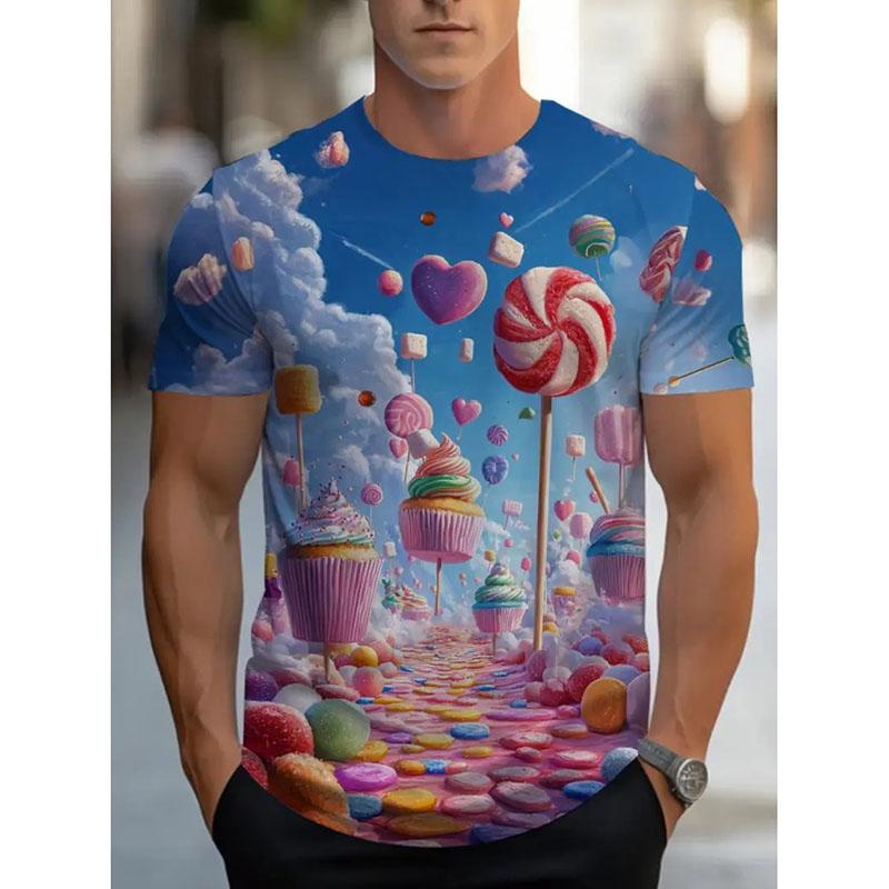 Sweet Ice Cream Colorful Print Graphic T-shirt Kid Casual Cute Candy Design Short Sleeve T Shirts Street Harajuku Trend New Tee