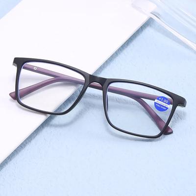Bardzo lekkie modne kwadratowe ramki Okulary do czytania z filtrem światła niebieskiego Męskie Wysoka rozdzielczość Okulary do czytania z filtrem światła niebieskiego Prezbiopia