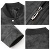ROMON Men's Baseball Collar Faux Leather Jacket