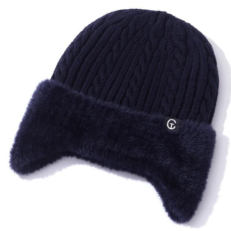 Hat Men's Winter Fleece Neck Protector Men's Windproof Winter Dad Warm Knitted Wool Hat