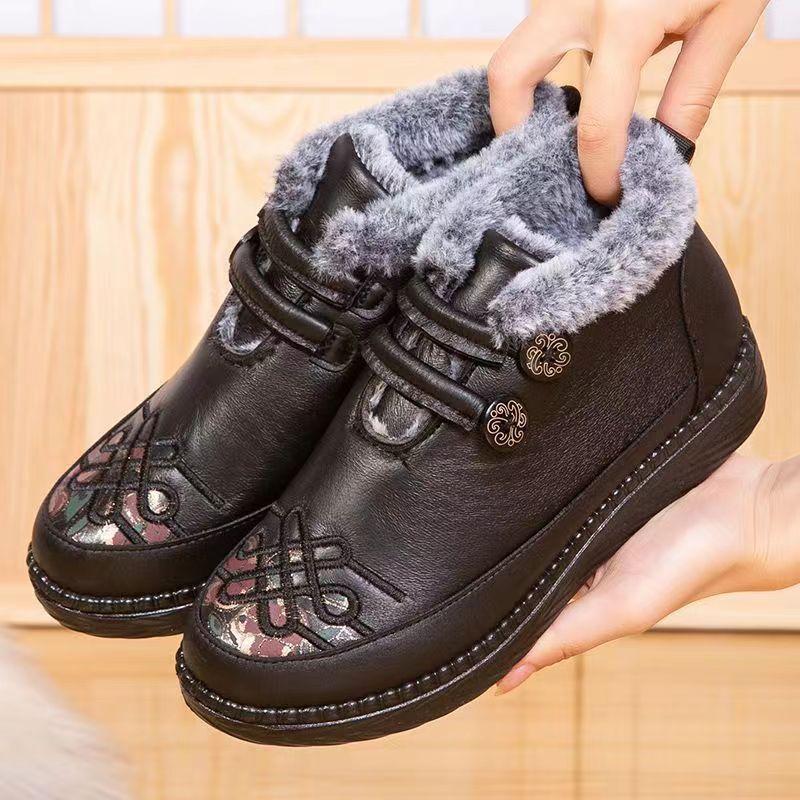 

Зимние новые тканевые туфли женские хлопковые туфли теплые и с велюровой подкладкой туфли средней длины на одной педали модные зимние сапоги 35