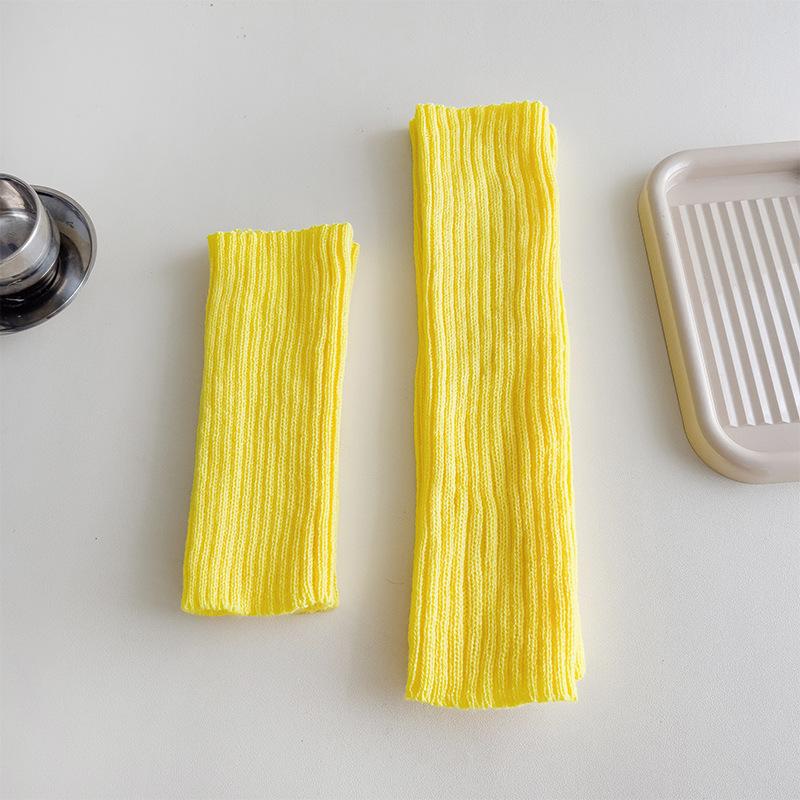 Socks Cover Stacking Socks Horizontal Machine Knitted Wool Solid Color Vertical Strip Leg Warmer Y2K Winter Leg Guard Socks