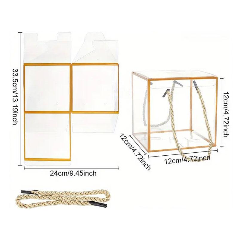 WTEMPO 10PCS Transparent Plastic Gift Boxes with Ropes Foldable Cube Clear Boxes Birthday Wedding Party Decor Favor Treat Boxes
