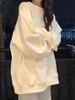 Women's Oversized Capless Thin Sweatshirt - Korean Style Solid Color Lazy Spring Jacket