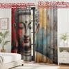 2D Flachdruck 2 Stück Vorhang Party Fenster Vorhänge Buddha mit buntem Hintergrund Digital Bedruckt Polyester Vorhänge Festlich