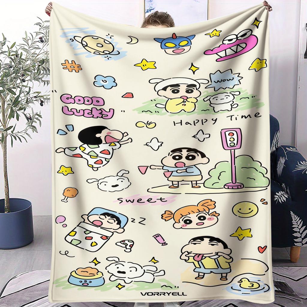 Crayon Shinchan Japanese Kawaii Blanket Soft Comfortable SkinFriendly For Bed Bedroom Dorm Sofa Office Car Lunch Camping Gift