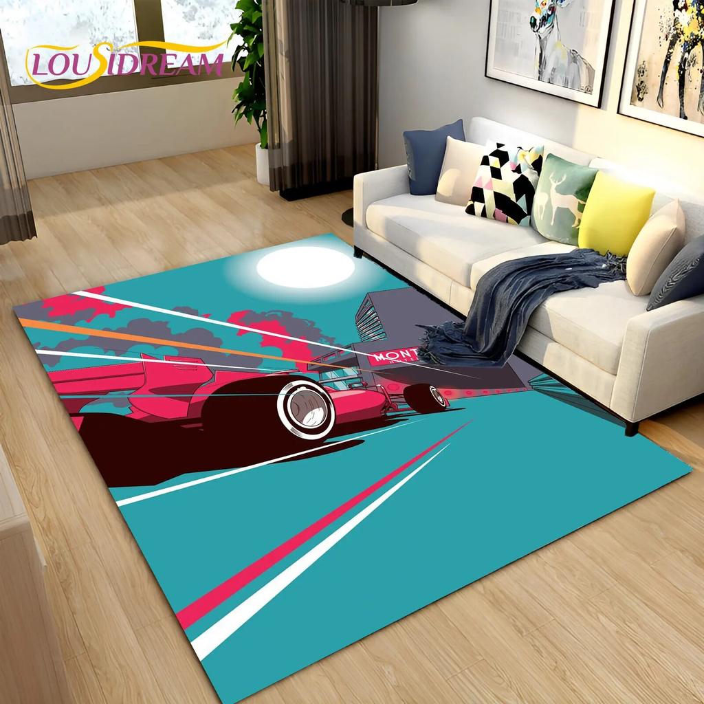 3D Racing Sports Car Soft Area Rug Large,Carpet Rug for Home Living Room Bedroom Sofa Doormat Decor,Kid Play Non-slip Floor Mat