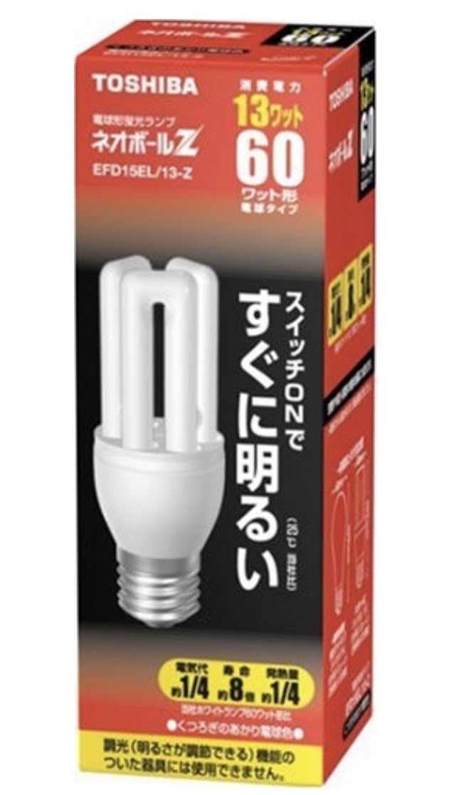 

Toshiba Neoball Z Compact Fluorescent Lamp, 60-Watt Bulb, Warm White, EFD15EL13-Z