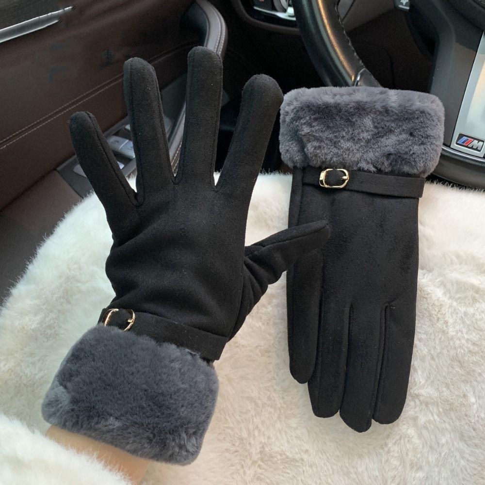 Soft Suede Gloves Windproof Women Winter Gloves Fashion Cycling Mittens  Outdoor