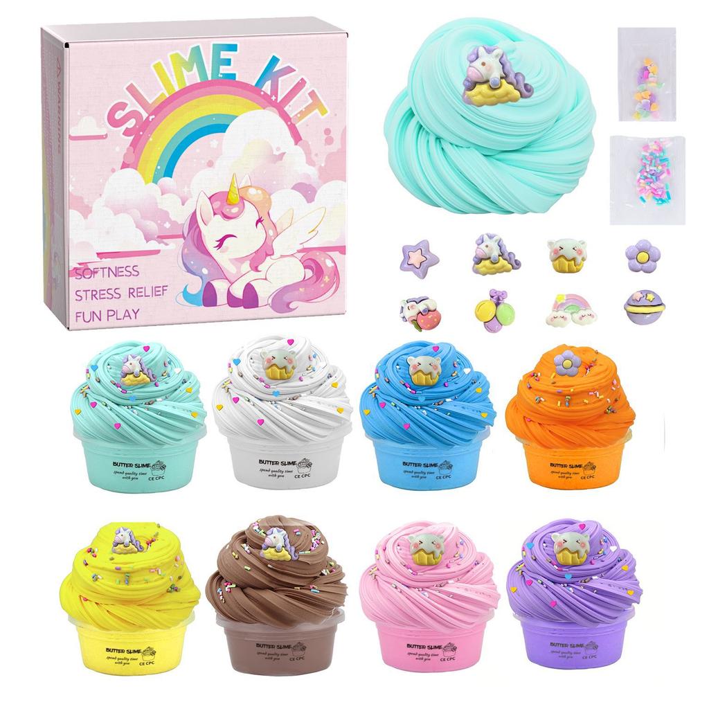 12-farbiges Butter-Schleim-Set Schleim, Zuckerwatte-Schleim, Puff-Gel, Schaum-Gel, Knete