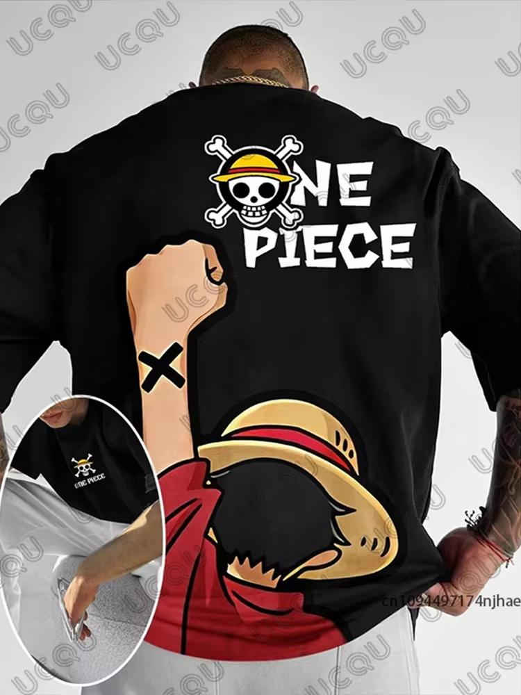 One Piece Luffy Zoro Anime Graphic Print Men's Cotton T-shirt Summer Short Sleeve Tees Clothes Casual Oversized Tops