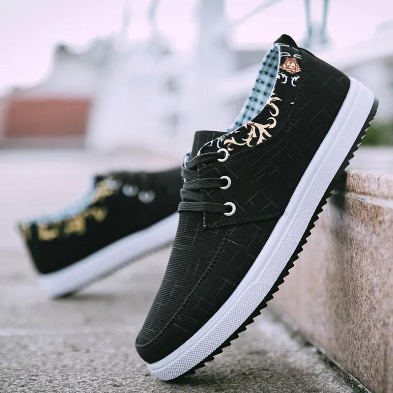 Trend Herren Freizeitschuhe Blumenmuster Canvas Schuhe 2024 Sommer Herren Slipper Low-Top Laufschuhe Leicht Atmungsaktiv Herren Arbeitsschuh