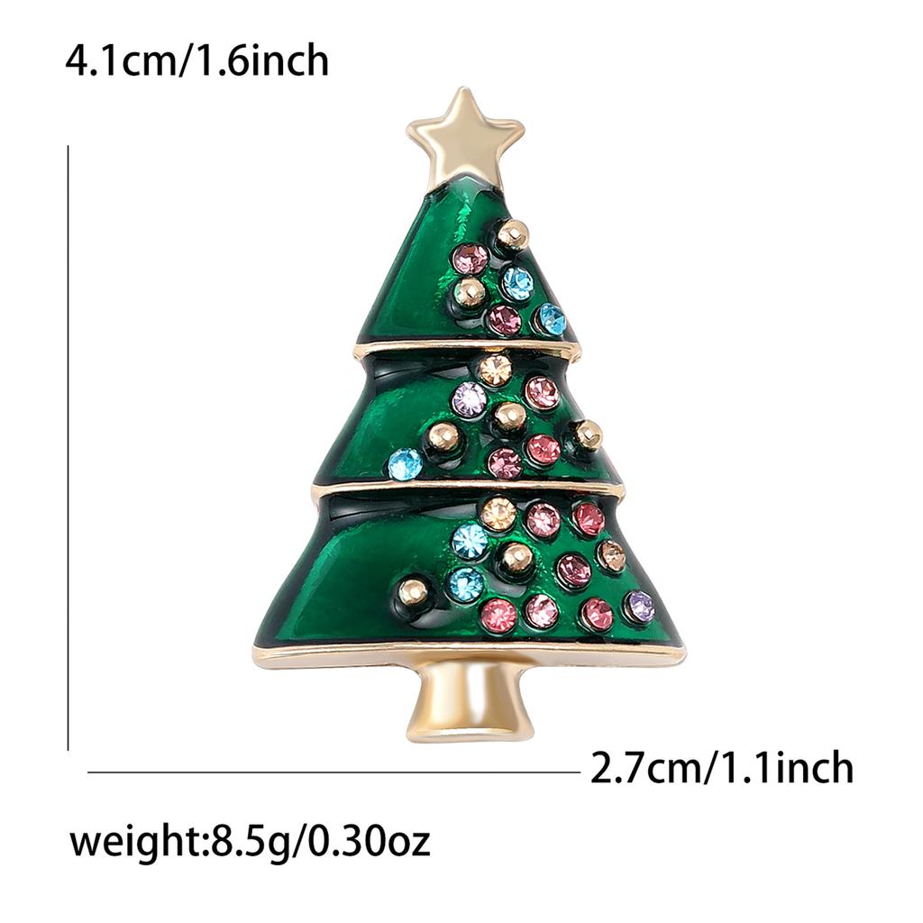 Christmas Classic Rhinestone Tree Brooches for Women Unisex Enamel Plant Pin Event Party New Gift Decoration Clothes Accessories
