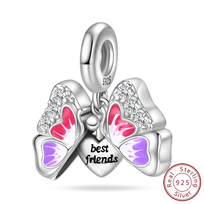 Elegant S925 Silver Butterfly & Dragonfly Multicolor Charms Beads Pendant 3mm DIY Fine Jewelry Making Accessories Gifts