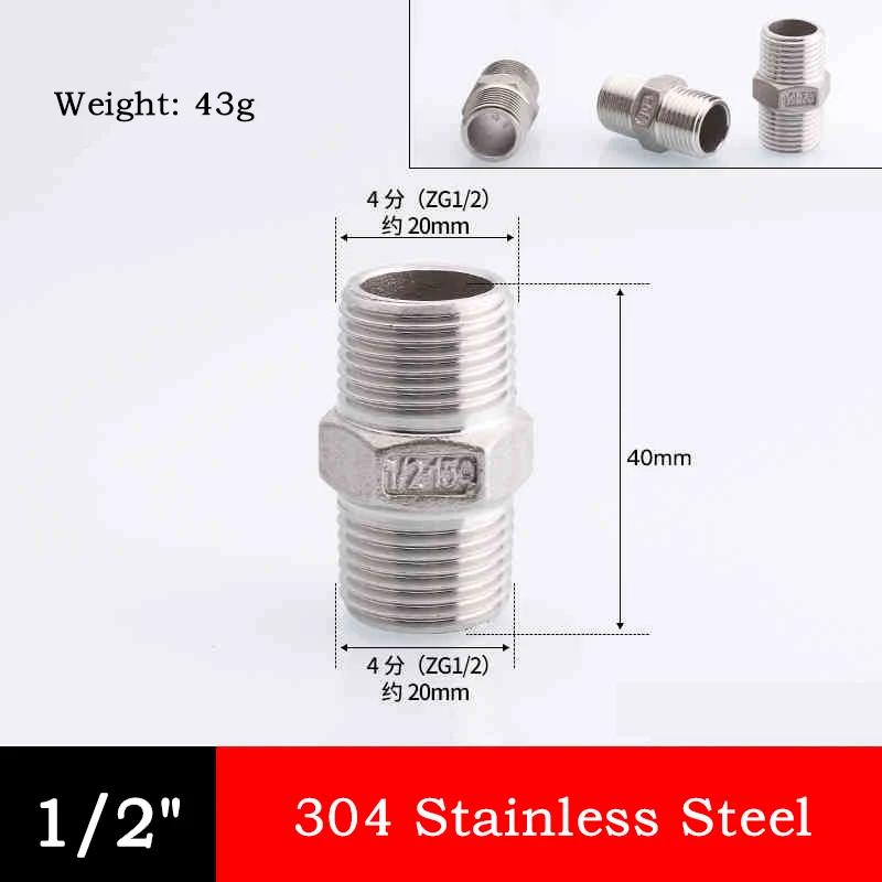 10pc 304 Stainless Steel Hexagonal Outer Wire Double Headed Straight Through Coupling Threaded Pipe Male Thread Hex Nipple Union
