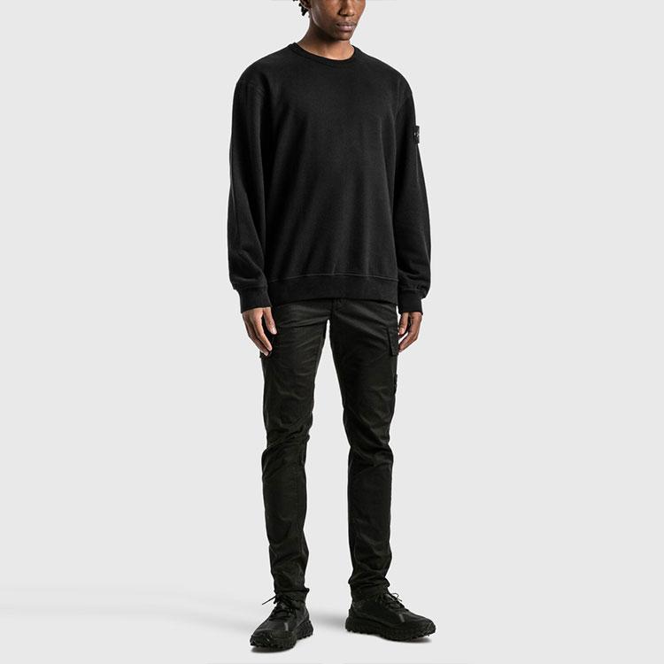 Stone Island FW22 Loose Fit Solid Color Crew Neck Sweatshirt Men sweatshirt Black 771561720-V0029