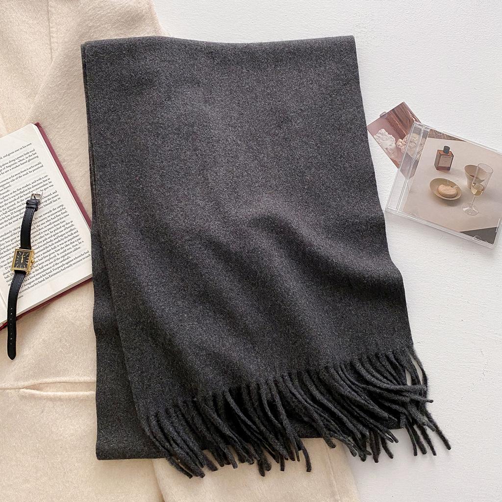 30*180cm Wool Scarf Women Luxury Solid Color Winter Warm Fashion Scarves Tassel Shawls Pashmina Lady Soft Wraps