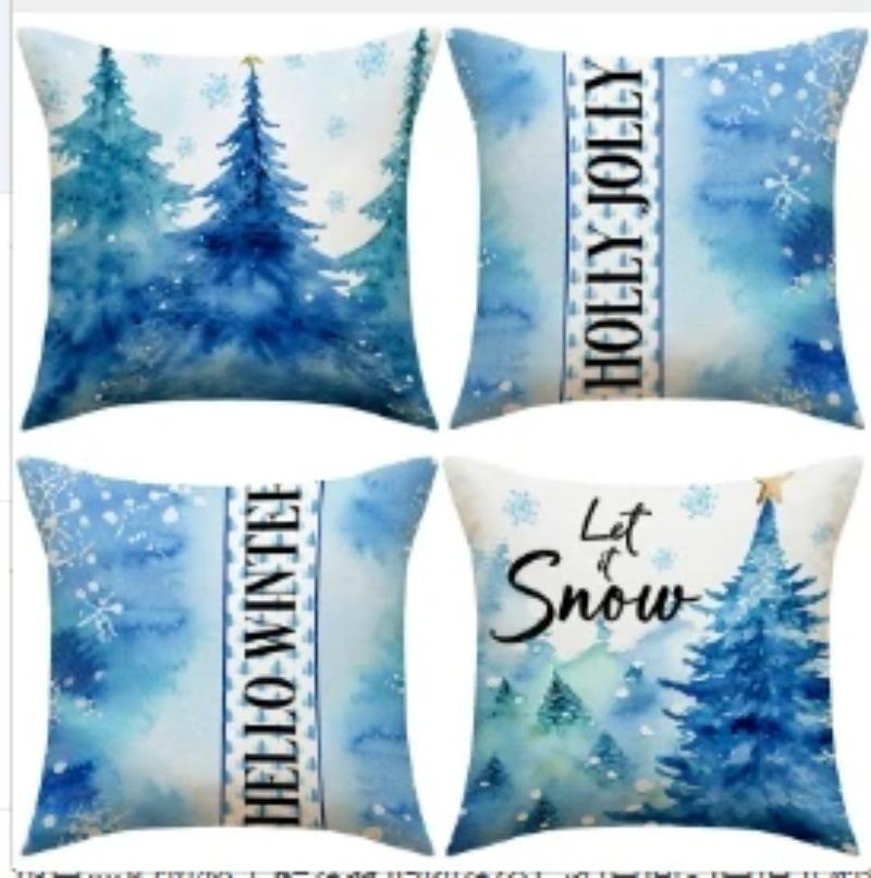 Christmas Pillow Covers 45x45cm Set of 4,Xmas Party Decor Pillow Covers Winter Holiday Cushion Cases Decor for Home Ornament