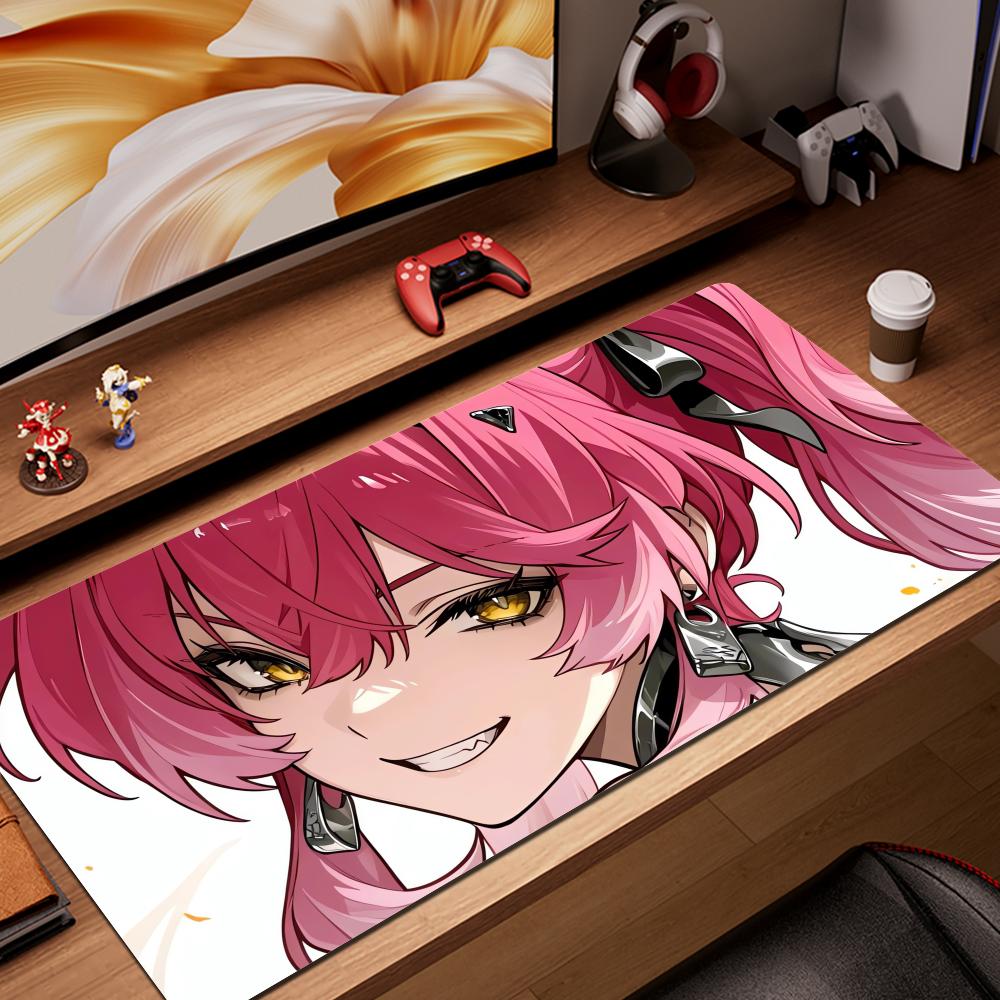 Gaming-Mauspads Große Schreibtischmatte Rutschfeste Genähte Kanten Stilvoller Lila Anime-Druck Erweiterte Tastaturmatte für Gamer Büro