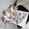Children's Sandals Summer High Heeled Shoes for Girls Bowknot Crystal Sequins Wedding Party Shoes Princess Sneakers