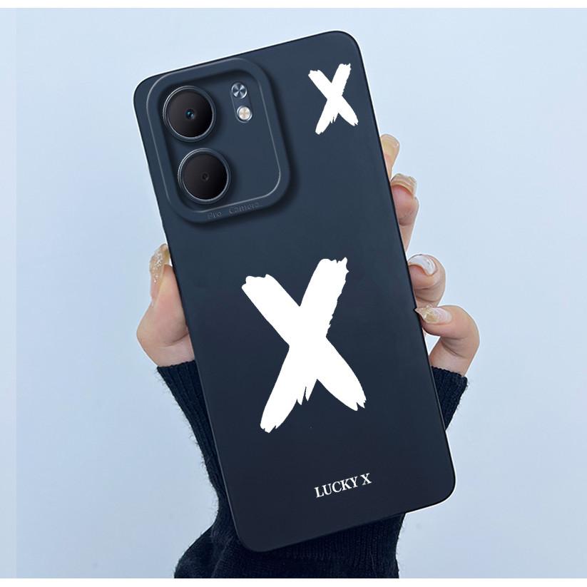 For OPPO A5x CPH2725 Cover Case Lucky Initial Letter Couple Silicone Soft Matte Phone Bumper for Oppo A5x 4G 5G 2025 Casing