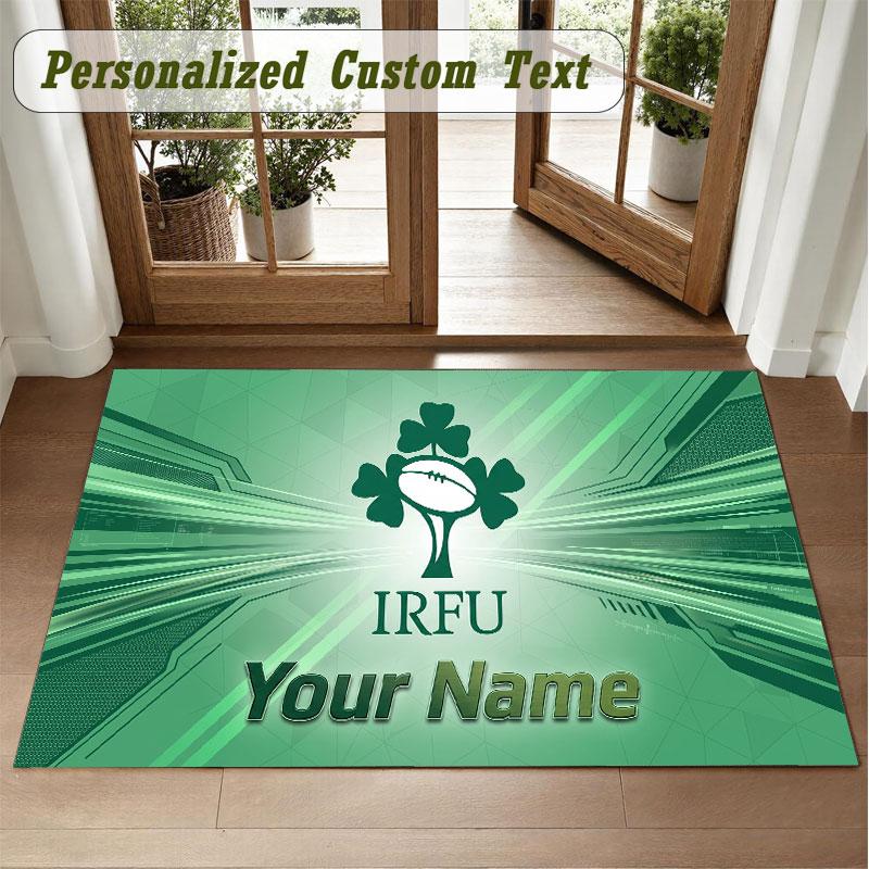 Crystal Velvet Square Rug Custom NameIreland Rugby Pattern Non Slip Home Floor Decor Rug