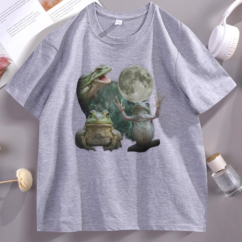 Three Frog Moon Comfort TShirt for Unisex Unisex Graphic Tee Shirt Vintage 90s Streetwear TShirts Casual Cotton Short Sleeve Tops